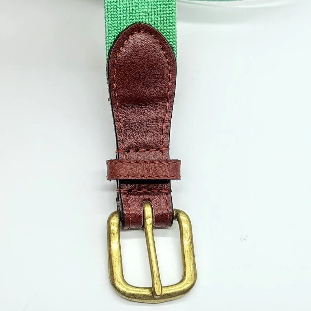 Smathers & Branson Hand-Stitched Needlepoint Leather Belt